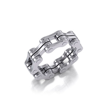 Bike Chain 14 Karat Solid White Gold Ring WTR183